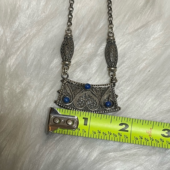 Sterling Silver Filagree Lapis Necklace - Picture 11 of 13